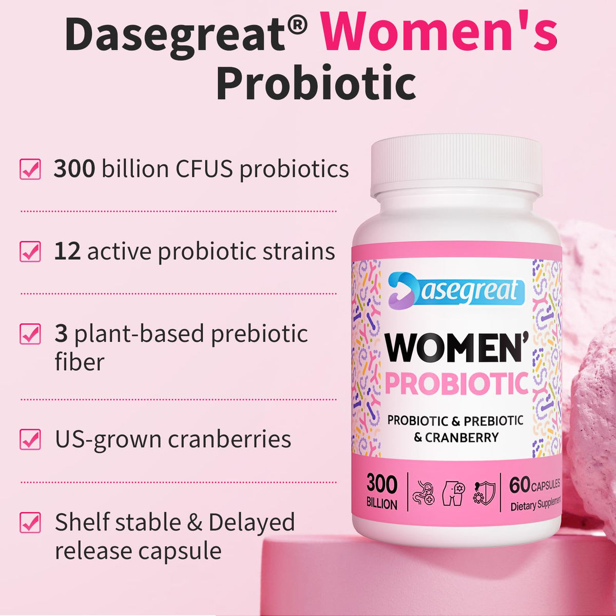 300 Billion CFUs Probiotics for Women,12 Strains Probiotics with Prebiotic Cranberry HeafetineBuy Supplements Australia