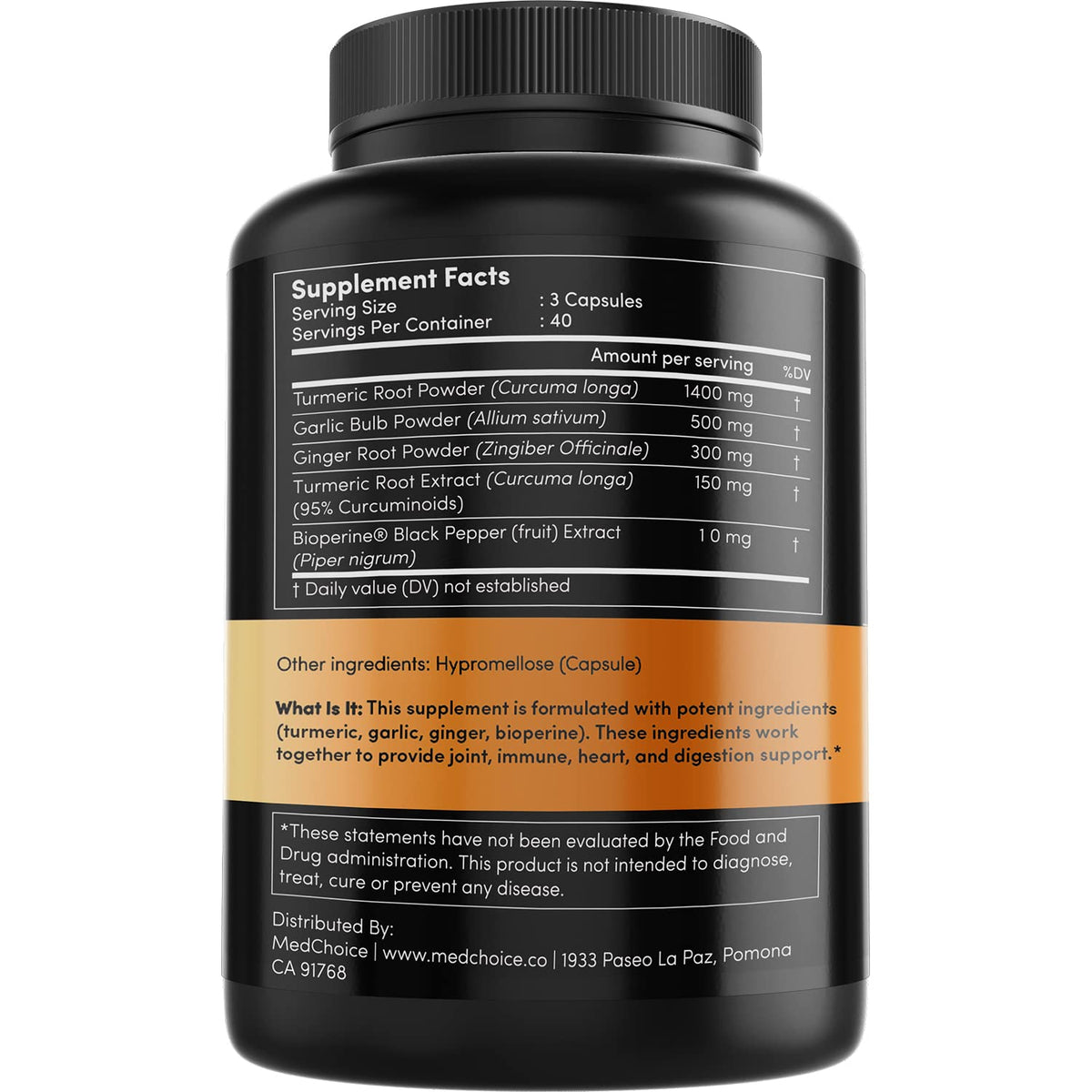 4-in-1 Supplement with Turmeric, Garlic, Ginger Root, and Black Pepper - 120 Capsules MEDCHOICEBuy Supplements Australia