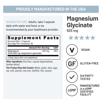 NatureWise Magnesium Glycinate 625 mg - High Absorption Chelated Magnesium Glycinate for Sleep, Relaxation, Muscle & Bones* - OmniHealth US