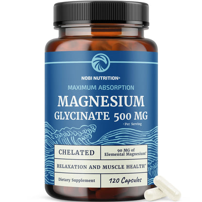 Magnesium Glycinate 500mg | High Absorption | Sleep, Muscle, Bone, Heart Health & Relaxation Support for Women & Men | Chelated Mag Glycinate - OmniHealth US
