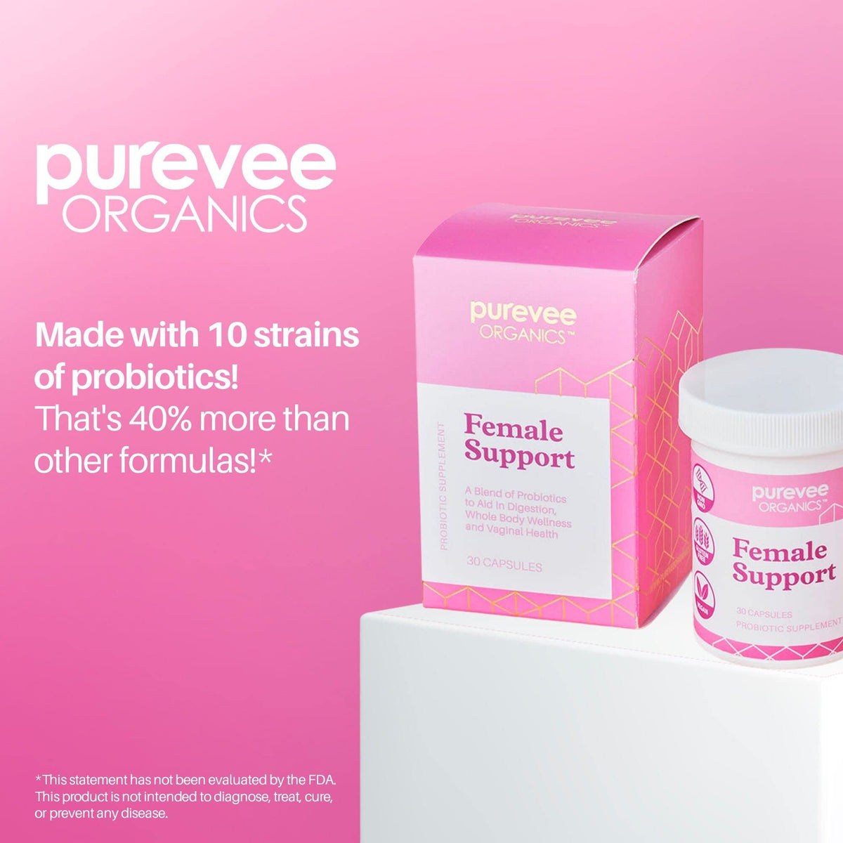 Purevee Organics Vaginal Probiotics for Women, 10 Essential Probiotic Strains, Vaginal + pH Balance Purevee OrganicsBuy Supplements Australia