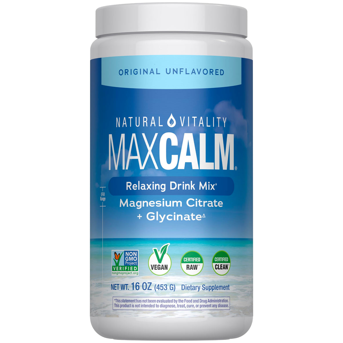Natural Vitality Calm, Magnesium Supplement, Anti-Stress Drink Mix Powder, Gluten Free, Vegan, & Non-GMO, Original Unflavored, 16 oz - OmniHealth US