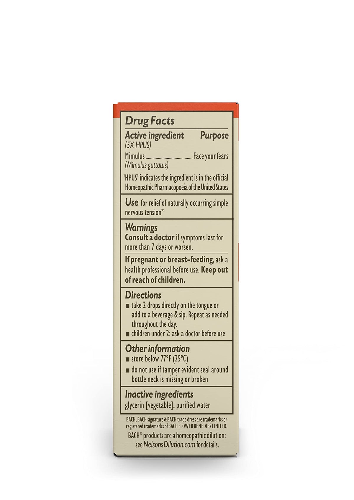 Bach Original Flower Remedies, Mimulus for Facing Fears (Non-Alcohol Formula), Natural Homeopathic BachBuy Supplements Australia