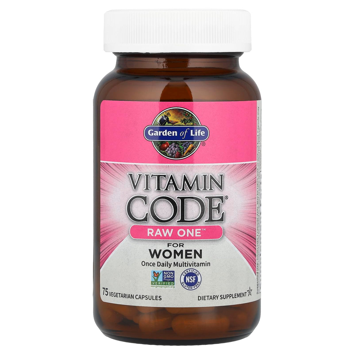 Garden of Life Vitamin Code Raw One for Women, Once Daily Women's Multivitamin - 75 Capsules, One a Day Vitamins Whole Food Iron, OmniHealth US