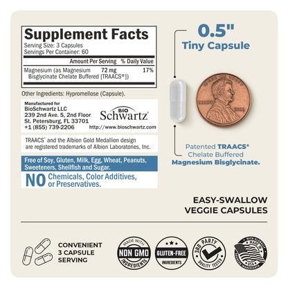 Magnesium Bisglycinate Chelated Supplement - High Absorption Magnesium Glycinate Supplement for Women and Men - Sleep, Muscle, Bone & Joint Support - OmniHealth US