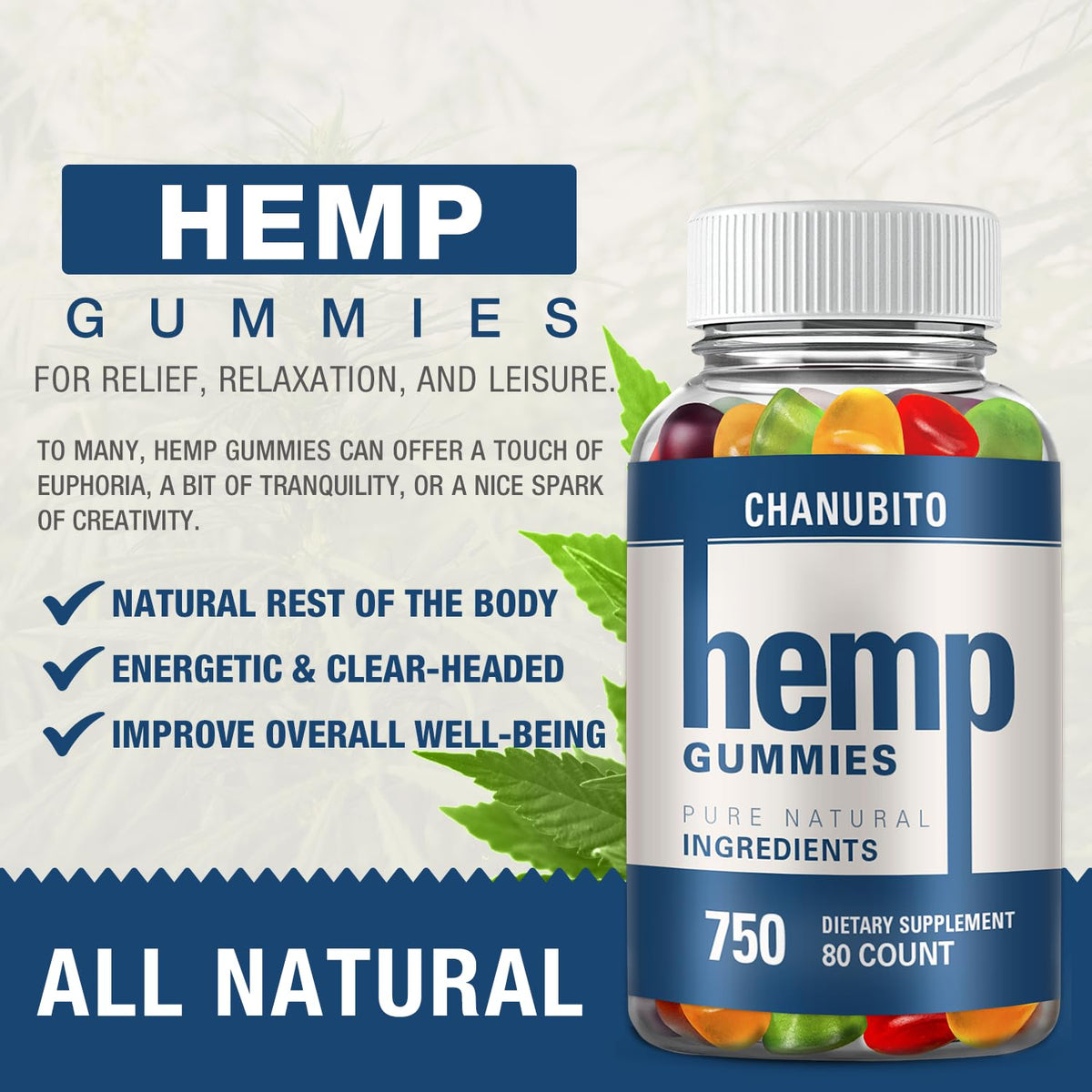 Hemp Gummies Organic High Potency Hemp Supplement - Pain, Sleep, Stress CHANUBITOBuy Supplements Australia