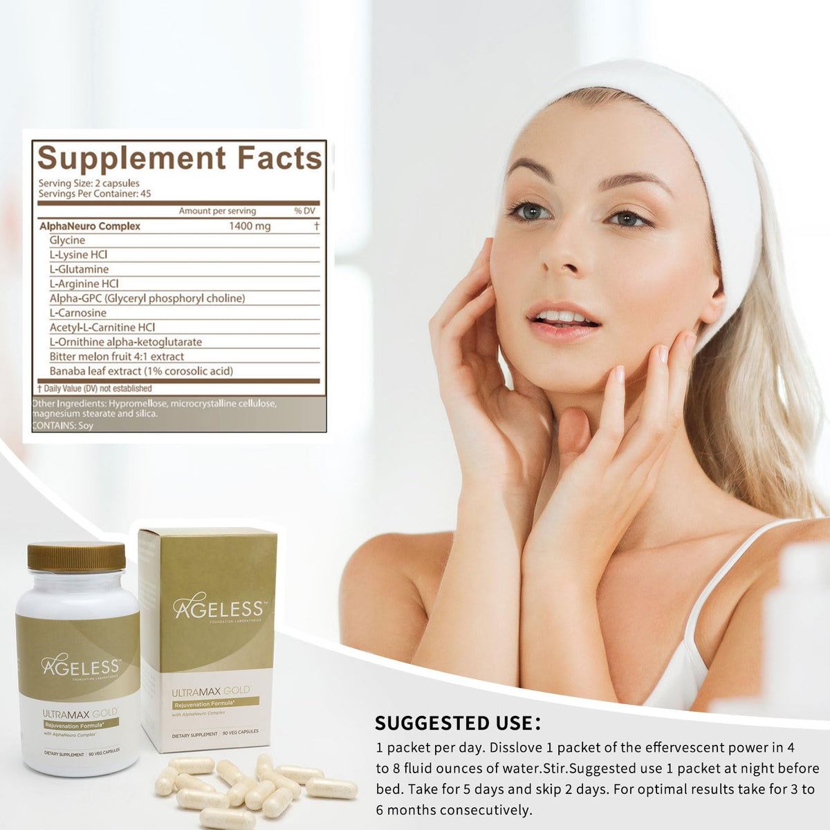 AGELESS™: UltraMAX Gold™ Capsules, HGH Anti-Aging Supplement for Women, Slows Ageless Foundation LaboratoriesBuy Supplements Australia