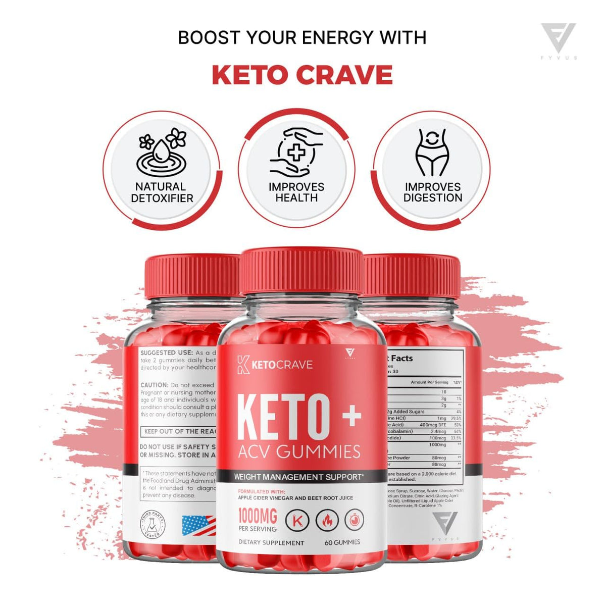 (3 Pack) Keto Crave ACV Gummies Kelly Clarkson, Ketocrave Keto + ACV Gummies Advanced FyvusBuy Supplements Australia