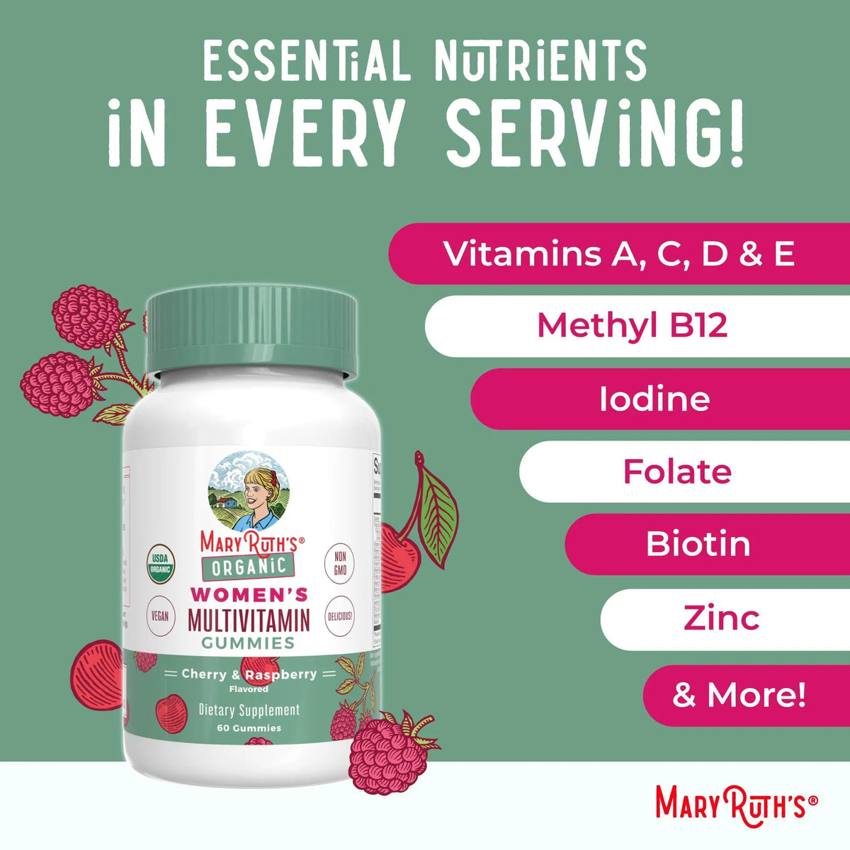 MaryRuth's Multivitamin Gummies for Women (Strawberry) & Liquid Nighttime Multimineral (Pineapple) | Clean Label Project Verified | MARYRUTH'S