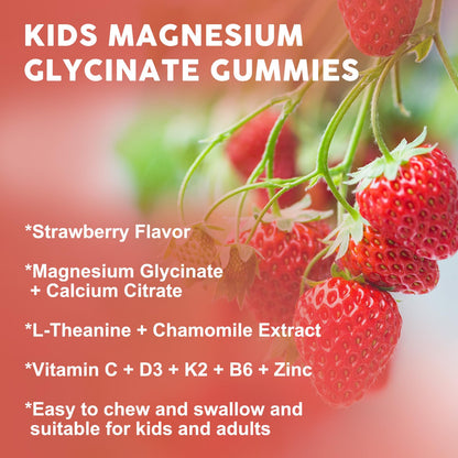 Magnesium Glycinate Gummies for Kids & Adults - Relaxation & Cognition Support - 400/200mg Magnesium Supplement with L-Theanine, Chamomile, B6, D3 & K2 - OmniHealth US