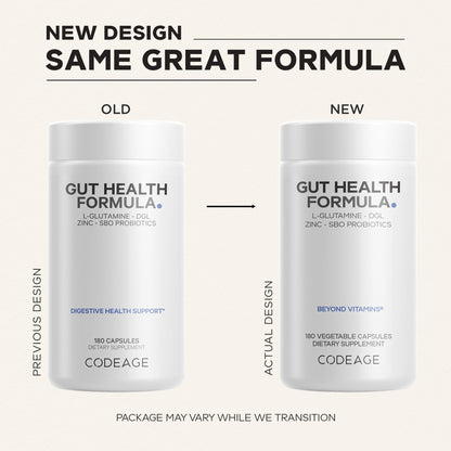 Codeage Gut Health Supplements Vegan Formula - L Glutamine, Zinc, Turkey Tail Mushroom Powder, Tonic Mushroom, Maitake, Micro Algae, Mineral, OmniHealth US
