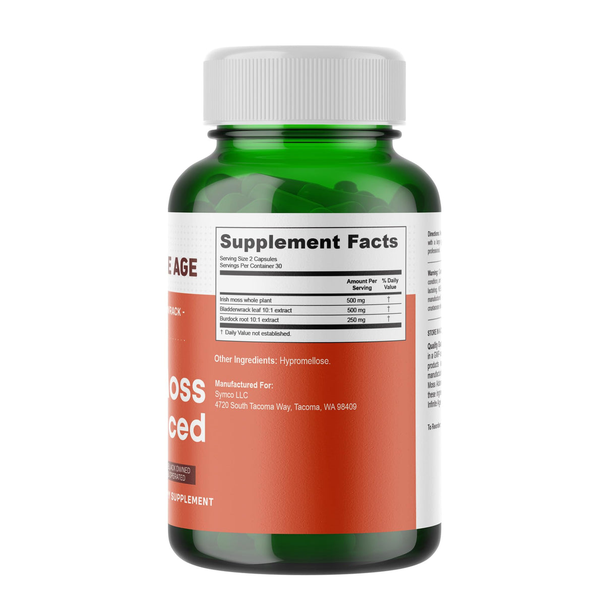 INFINITE AGE 1250mg Sea Moss Advanced Superfood Capsules, 60 Count - High-Potency, Vegan, Made in The USA - Irish Seamoss, Bladderwrack, OmniHealth US