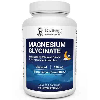 Dr. Berg Magnesium Glycinate 90ct – 4-in-1 Chelated for Muscle, Nerve, Sleep & Stress Support*– w/ D3, B6 & Zinc – 4X Lab-Tested – No Fillers – Formulated in USA, GMP-Certified - OmniHealth US