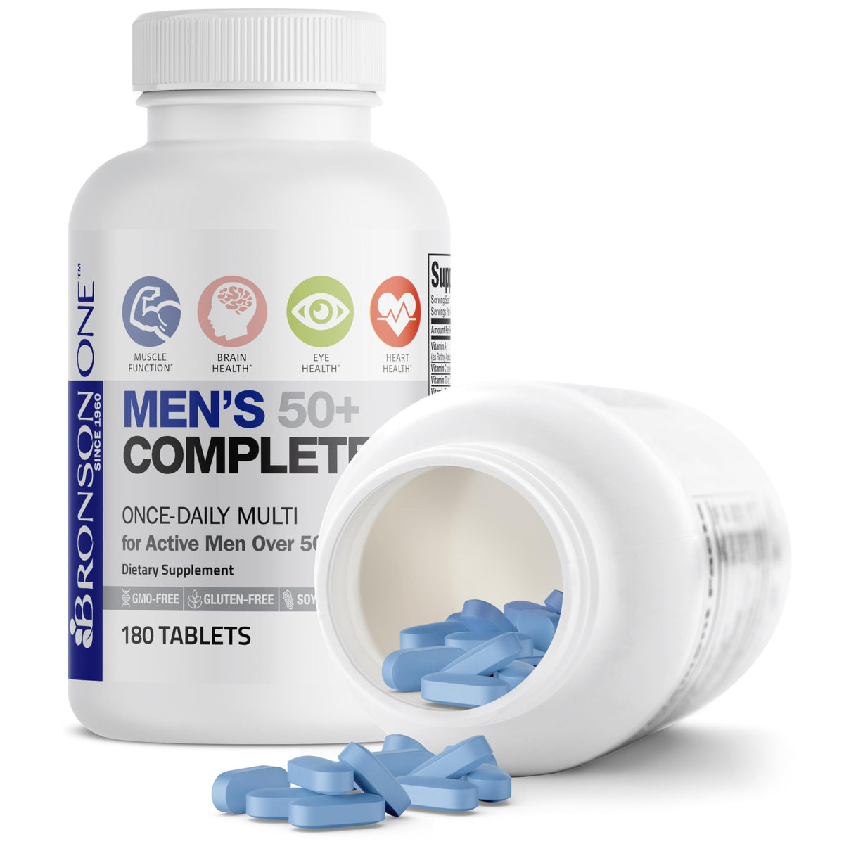Bronson ONE Daily Mens 50+ Complete Multivitamin Multimineral, 180 Tablets - OmniHealth US