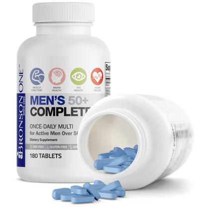 Bronson ONE Daily Mens 50+ Complete Multivitamin Multimineral, 180 Tablets - OmniHealth US