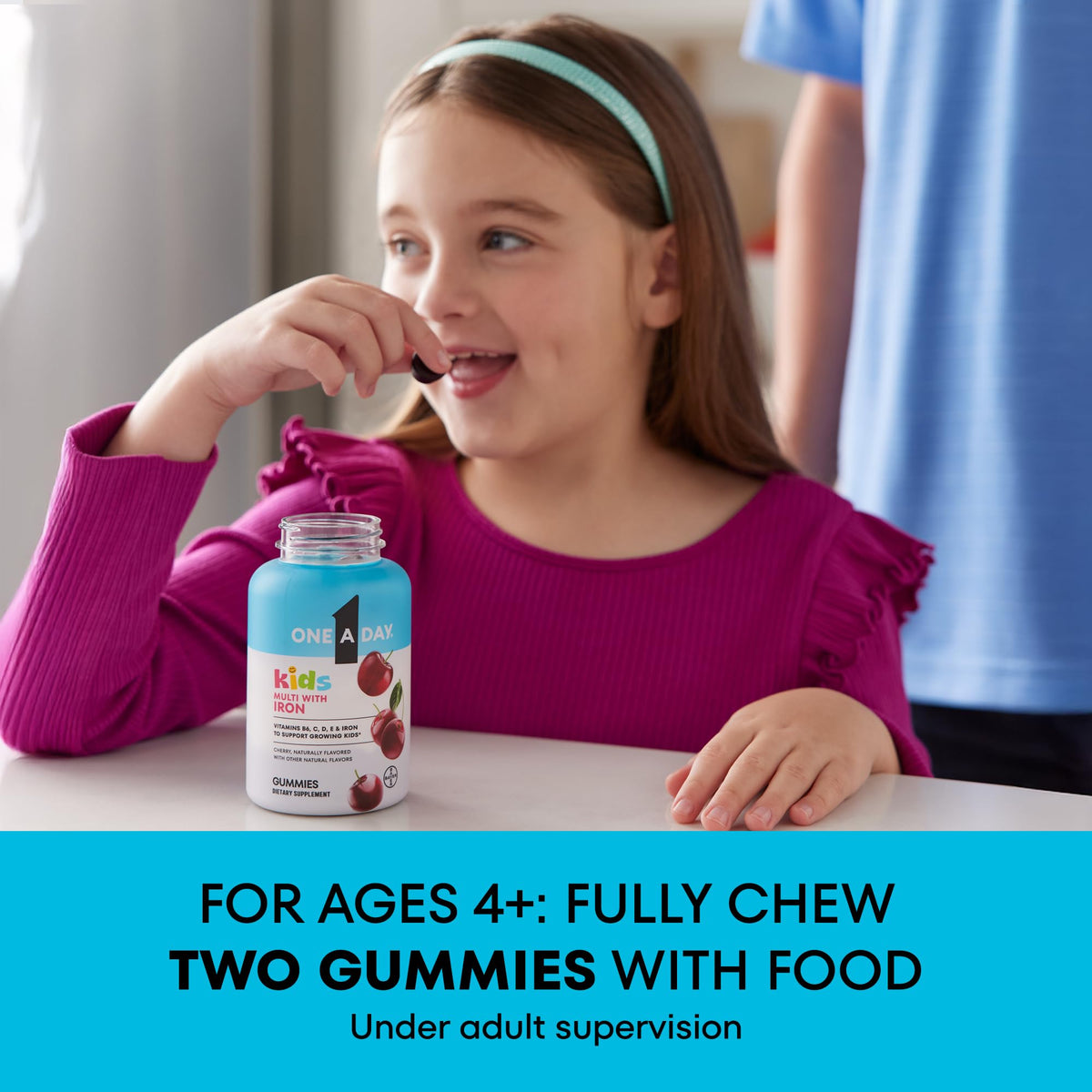 One A Day Kids Multivitamin with Iron Gummy, Vitamin D, Vitamin C, E, Zinc for Immune Support, Gummy Vitamins, Kids Multivitamin Gummies with Iron - OmniHealth US