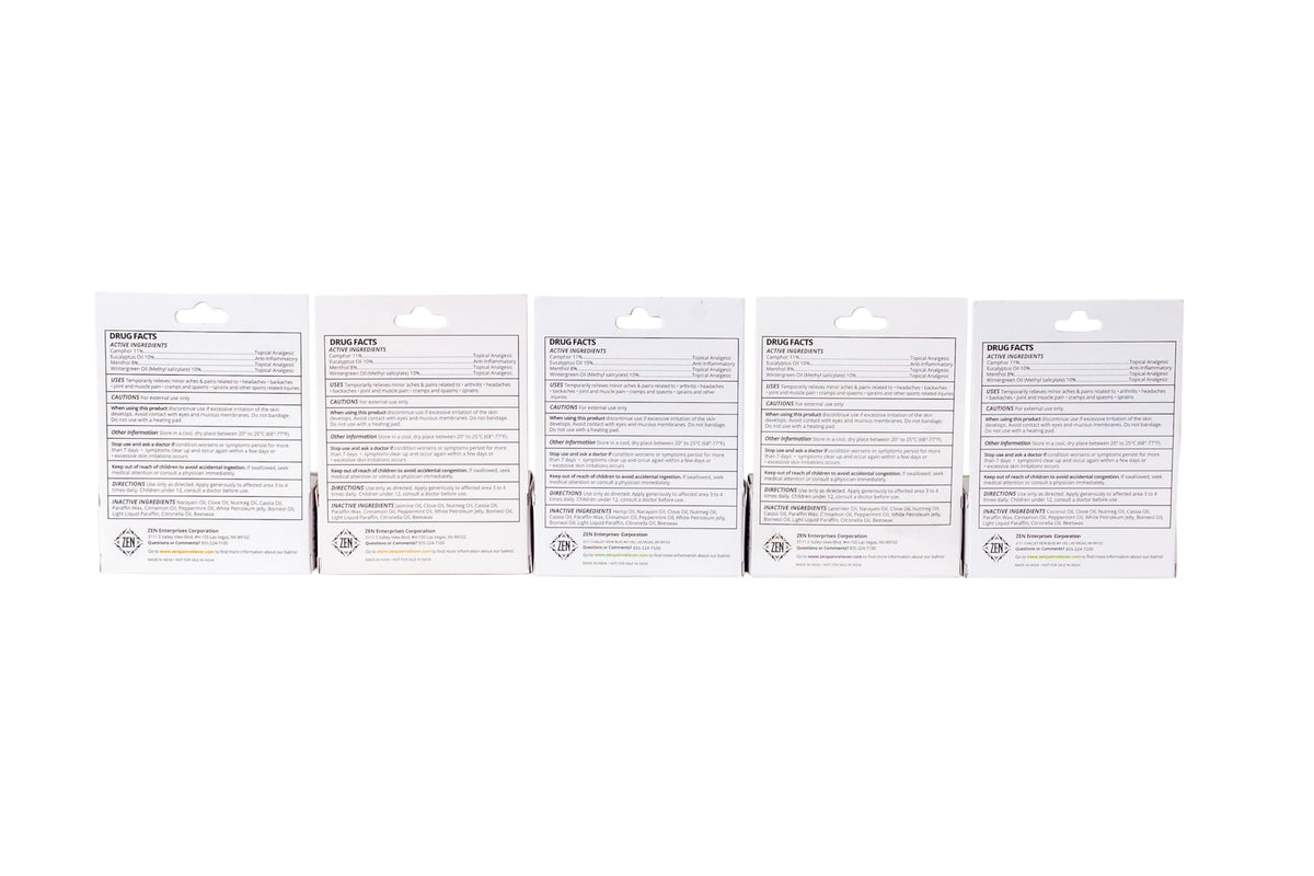 ZEN Variety Pack – Plant-Based Topical Balm Collection – Includes Relief, Sports, Women’s Sports, Women’s Relief & Hemp – 0.7 oz Each – #TrustedByLegends ZENBuy Supplements Australia