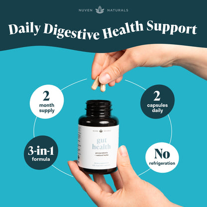 Nuven Naturals All-in-One Gut Health w/Probiotics, Prebiotics, Digestion-Supporting Herbs - OmniHealth US