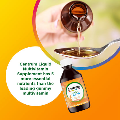 Centrum Liquid Multivitamin for Adults, Multivitamin/Multimineral Supplement with B Vitamins and Antioxidants, Citrus Flavor - 8 Fl Oz - OmniHealth US