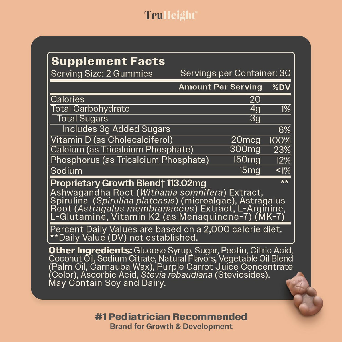 TruHeight Growth Gummies (Watermelon) Tall Nutrition for Natural Growth Supplement for Kids & Teens - Vitamin D, K, Calcium & Ashwagandha - OmniHealth US