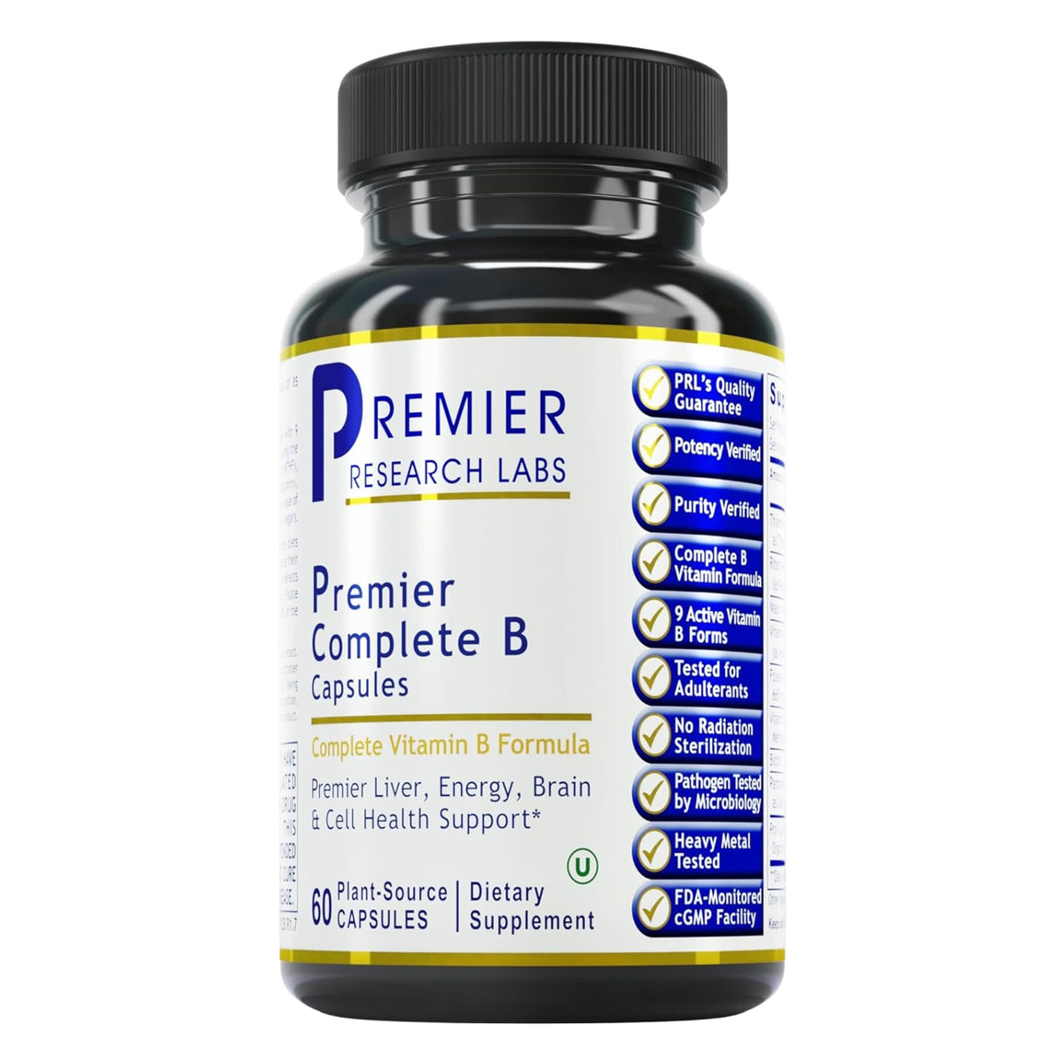 Premier Research Labs Complete B - Vitamin B Complex Supplement for Optimal Health | Vitamin B Supplement with Biotin | 9 Active B Vitamins | for Liver - OmniHealth US