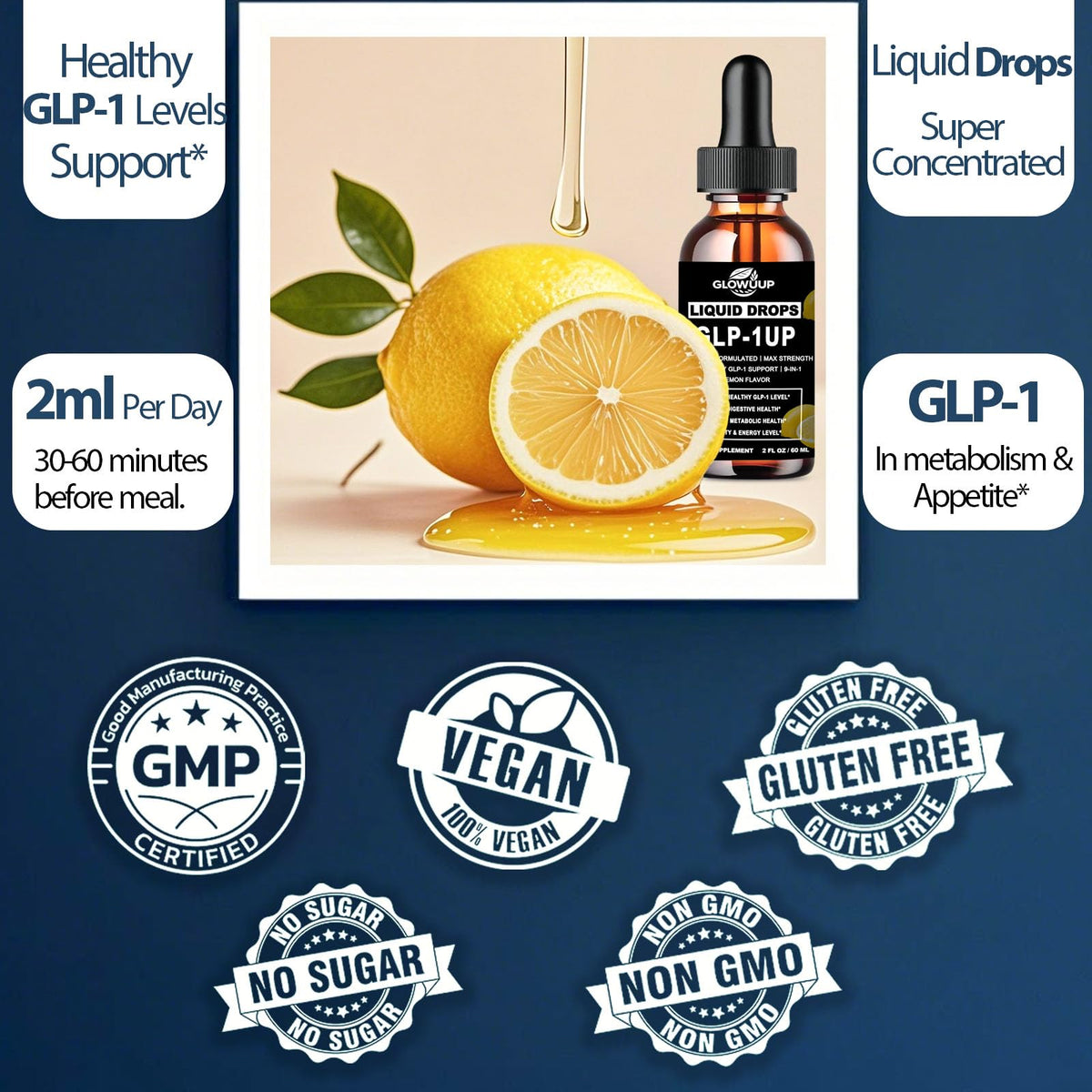 GLP-1 Supplement for Women & Men, 9-in-1 Naturally GLP-1 Support w. Berberine HCI Cyelon Cinnamon Green Tea Eriocitrin, GLP1 for Gut Digestion Metabolic, GLP-1 Drops 6X Stronger Than Capsules GLOVVUUPBuy Supplements Australia