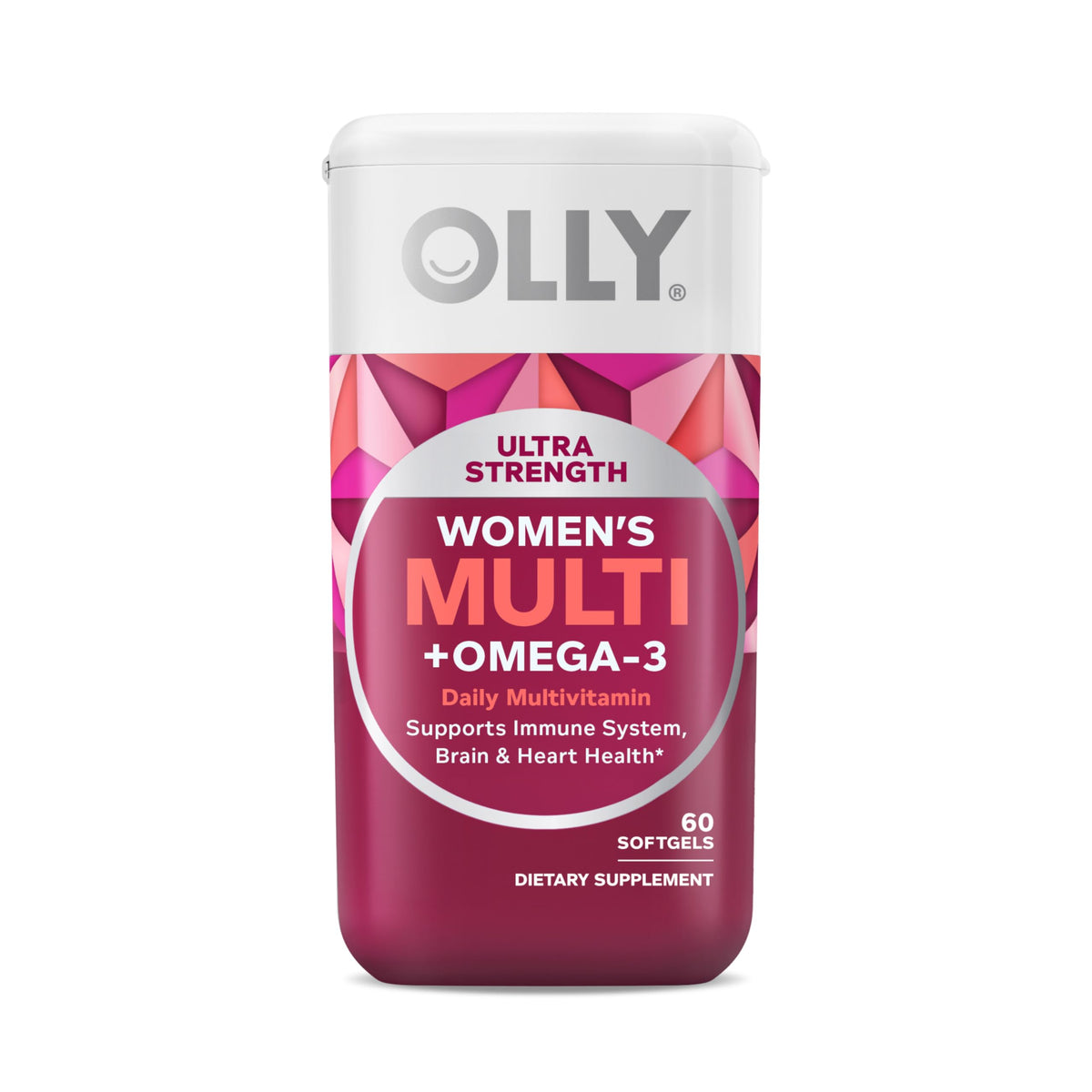 OLLY Ultra Women's Multi Softgels, Overall Health and Immune Support, Omega-3s, Iron, Vitamins A, D, C, E, B12, Daily Multivitamin, 30 Day Supply - 60 Count - OmniHealth US