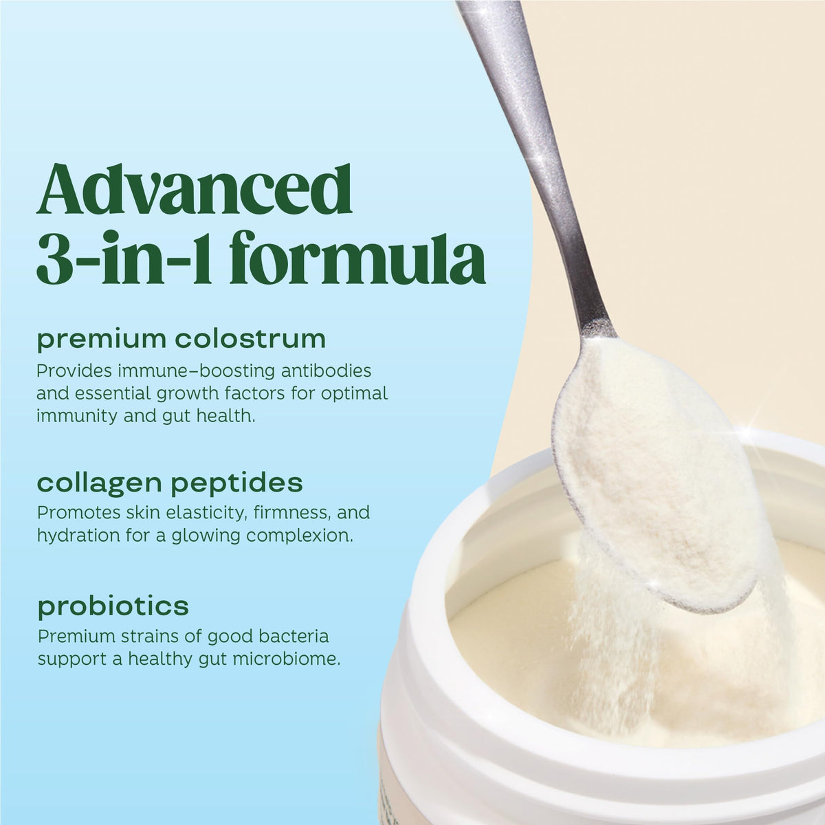 Bloom Nutrition Bovine Colostrum Powder with Vitamin B-12 for Gut Health, Immune Support, Hair Growth & Beauty Supplement | Unflavored, 25 Servings - OmniHealth US
