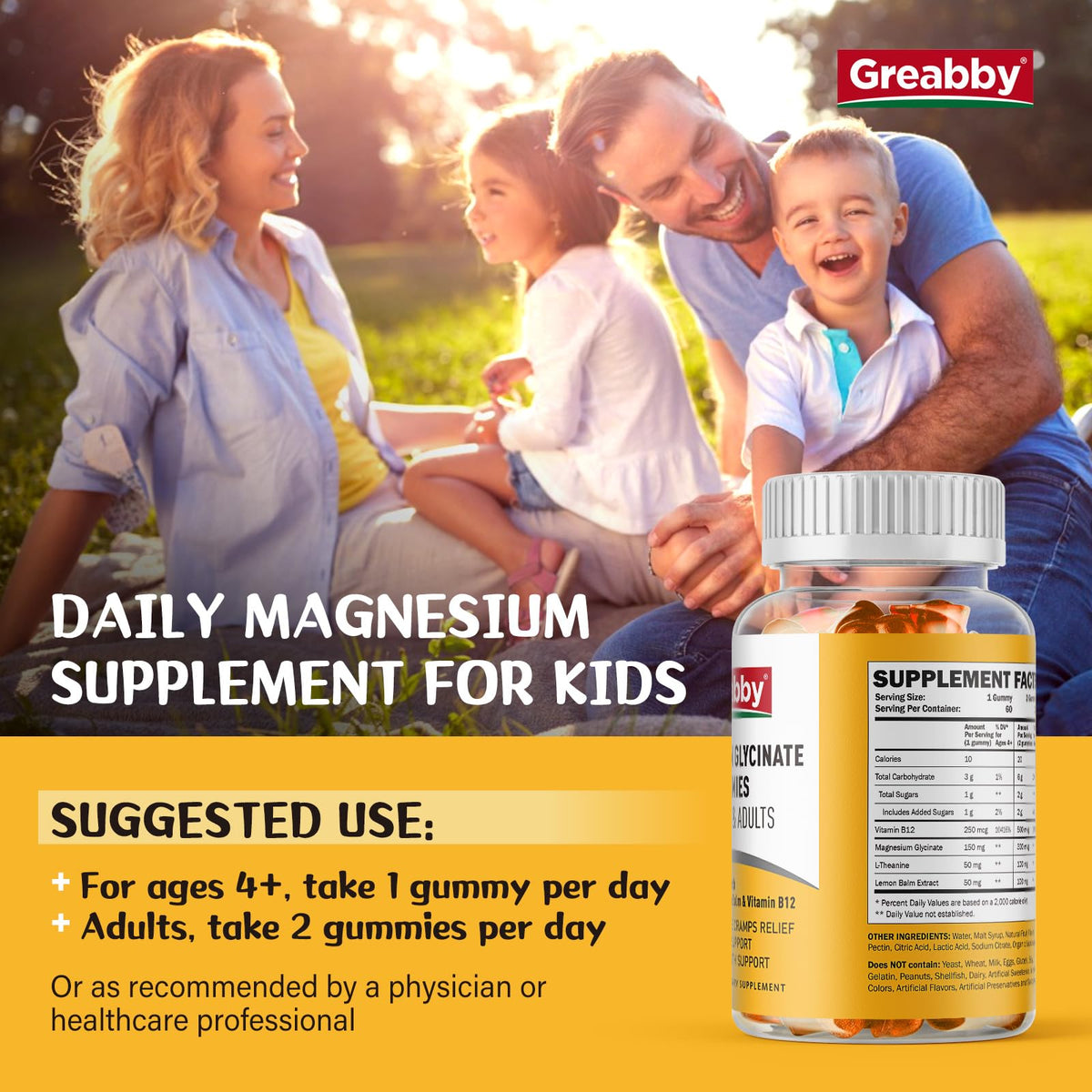 Magnesium Glycinate Gummies for Kids & Adults - Magnesium Glycinate 300mg Chewable Supplement - Promotes Sleep, Muscle, Relaxation (60Count) - OmniHealth US