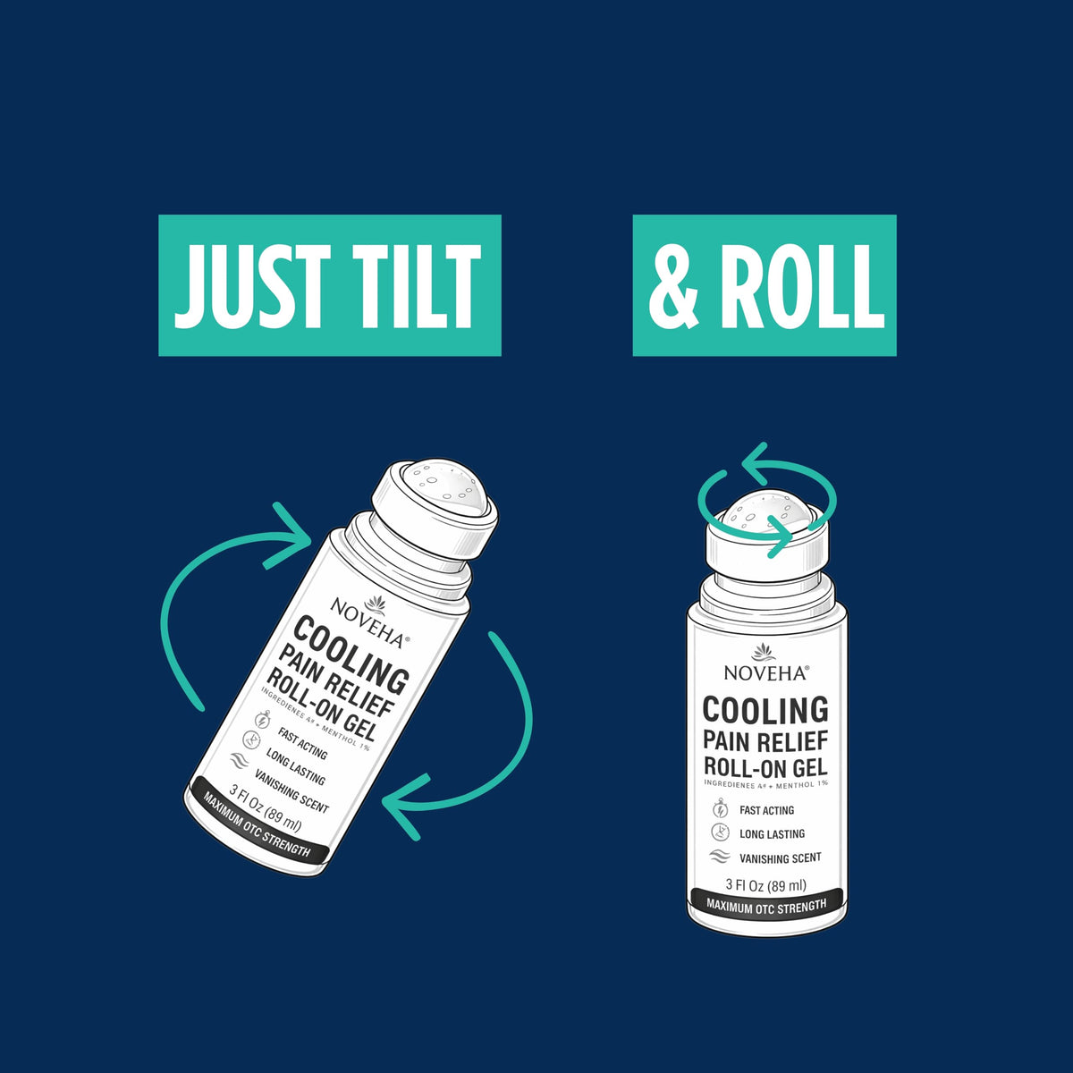 NOVEHA Lidocaine Roll-On Gel 4% | Maximum Strength Temporary Topical Pain Relief for Minor Muscle & Joint Aches | Cooling Formula with Menthol & Arnica | Non-Greasy, Quick-Drying | 2.5 fl oz NOVEHABuy Supplements Australia