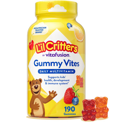 L'il Critters Gummy Vites Daily Kids Multivitamins Assorted Fruit Flavors for Ages 2+ Toddlers & Kids, Gummy Vitamin with Vitamin C and D - OmniHealth US