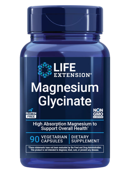 Life Extension Magnesium Glycinate, Heart Health, Bone Health, Nerve and Muscle Support, Highly absorbable, Gluten-Free, Non-GMO - OmniHealth US