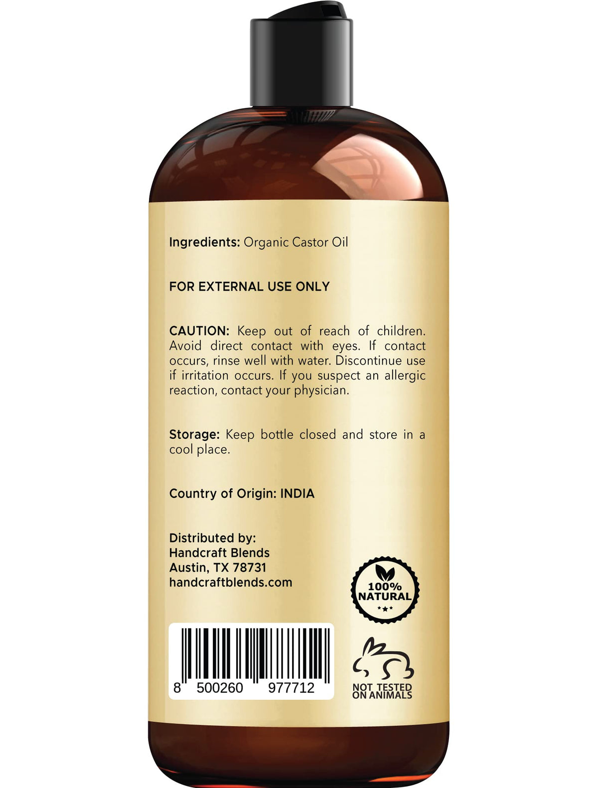 Handcraft Blends Organic Castor Oil for Hair Growth, Eyelashes and Eyebrows - 100% Pure Handcraft BlendsBuy Supplements Australia