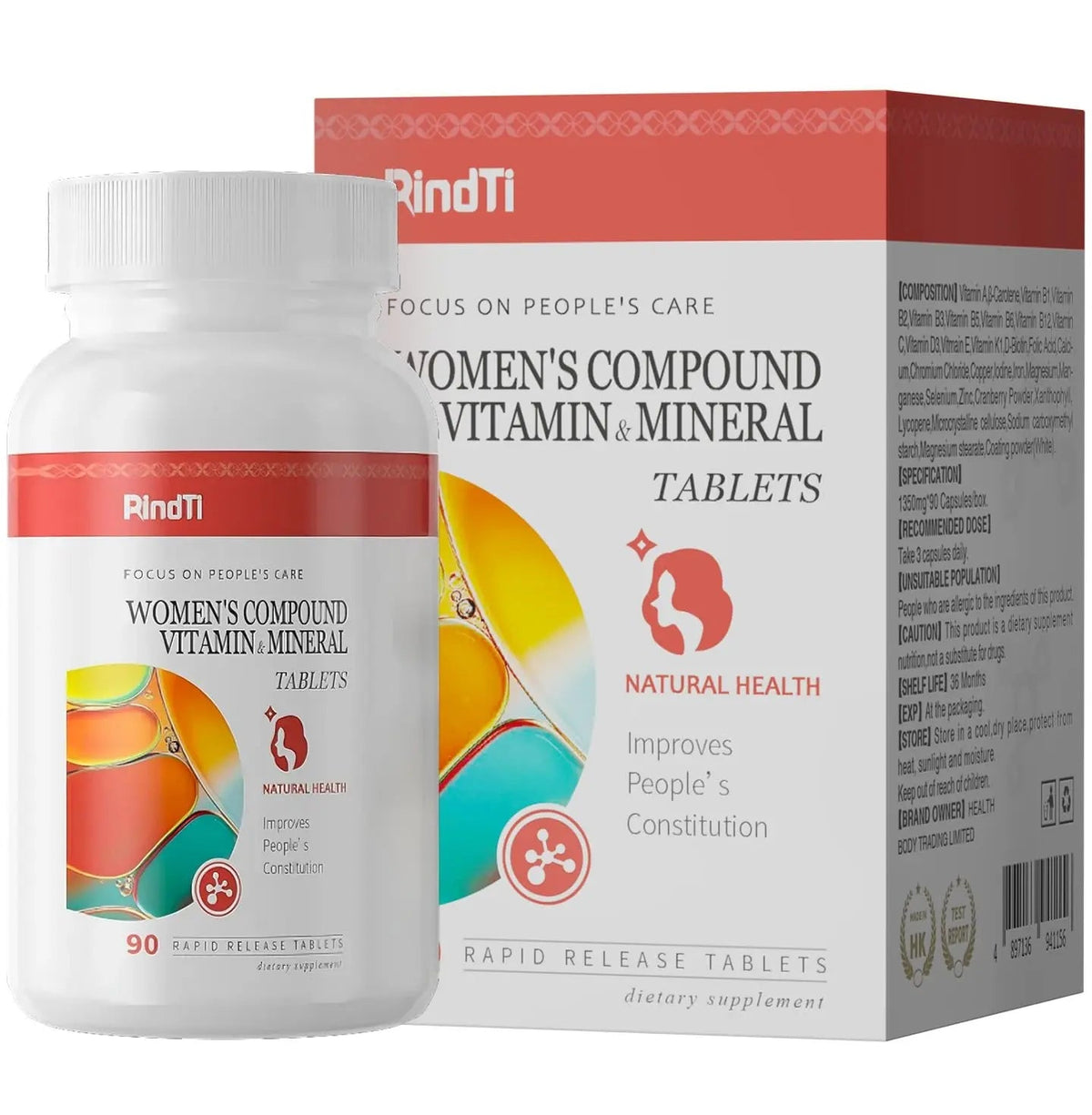 RindTi Multivitamin for Women 50+, Daily Women 50+ Multi-Vitamin with Vitamins A, B,C, E for Energy, & Bone & Immune & Skin& Hair Support, 90 ct RindTiBuy Supplements Australia