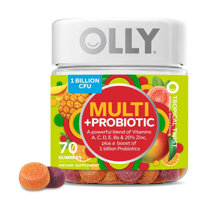 OLLY Multi + Probiotic Adult Multivitamin Gummy, 1 Billion CFUs, Digestive and Immune Support & Metabolism Gummy Rings, Apple Cider Vinegar, Vitamin B12, Chromium, Energy and Digestive Health OLLYBuy Supplements Australia