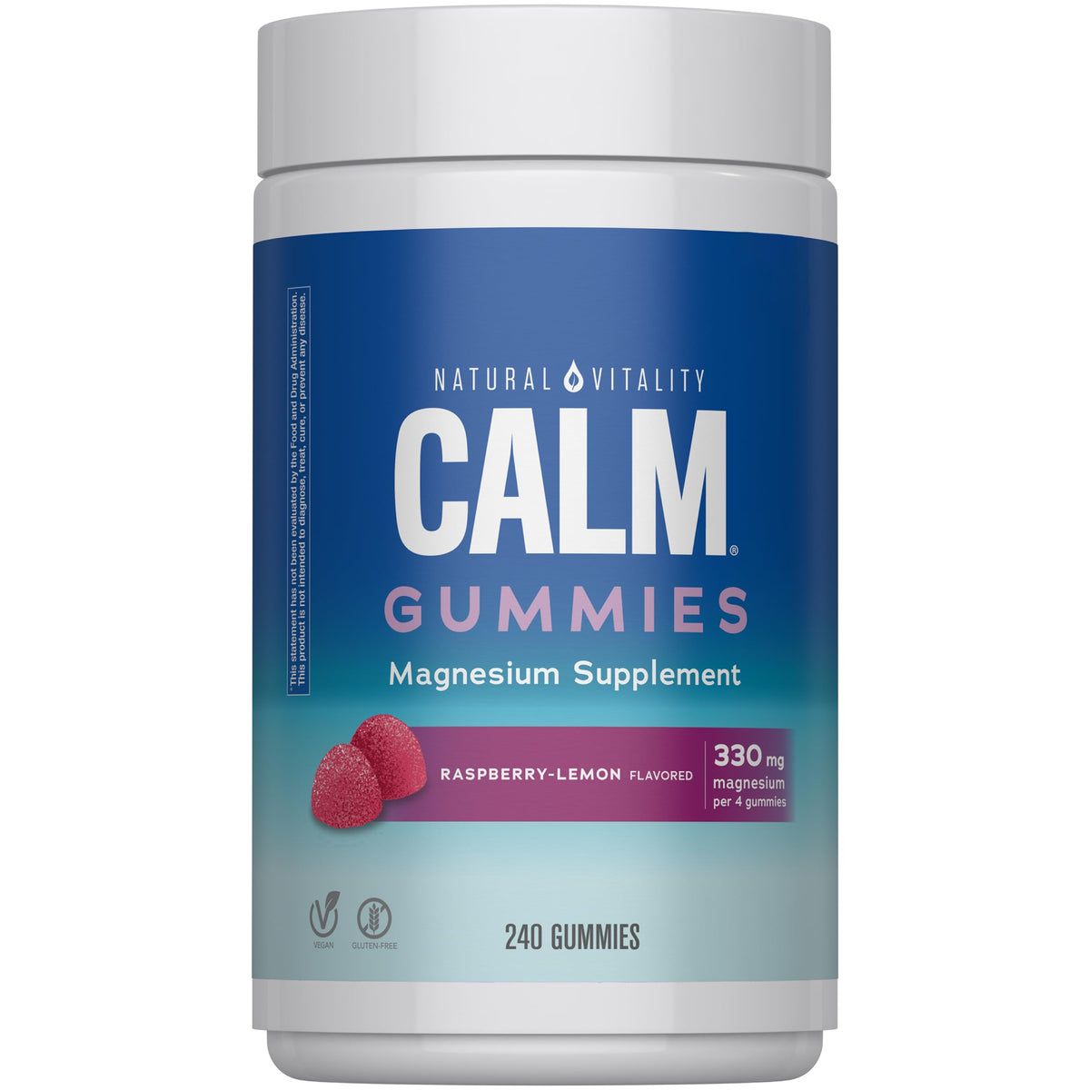 Natural Vitality Calm Magnesium Gummies | 330mg Per Serving | Raspberry Lemon Flavored Supplement | Gluten-Free & Vegan | 240 Count - OmniHealth US