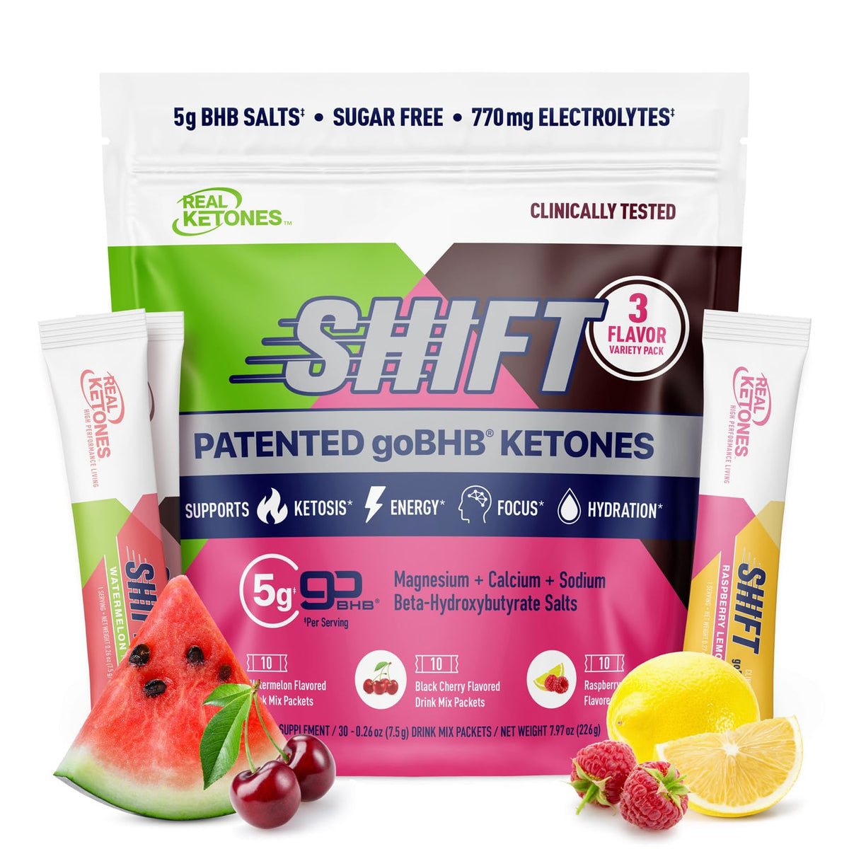 Real Ketones BHB Exogenous Ketones Drink Mix Packets Keto Electrolytes Powder Packets No Sugar with 4 Main Fasting Electrolytes Plus Hydrating Patented Keto BHB - OmniHealth US