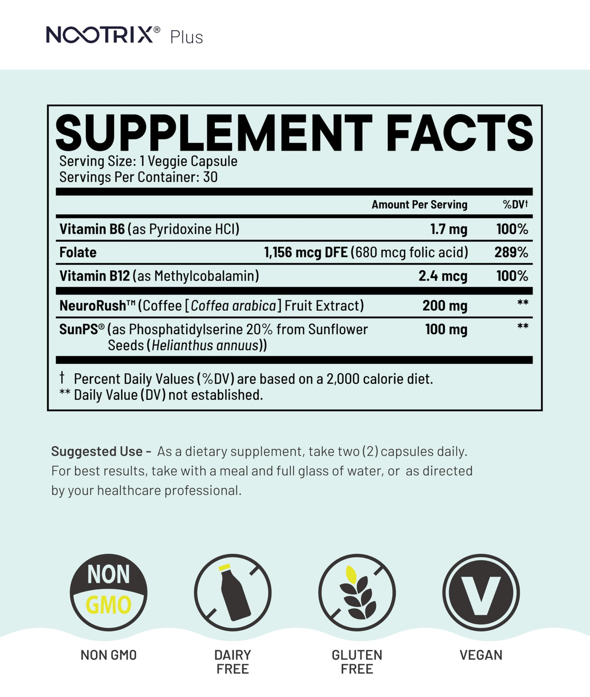 Nootrix Brain Plus Nootropic Supplement | Supports Memory, Mental Focus, Cognitive Health & Energy | Promotes Healthy Mood & Brain Function | Vitamin B1, Vitamin B6 & Vitamin B12 | 30 Capsules NootrixBuy Supplements Australia