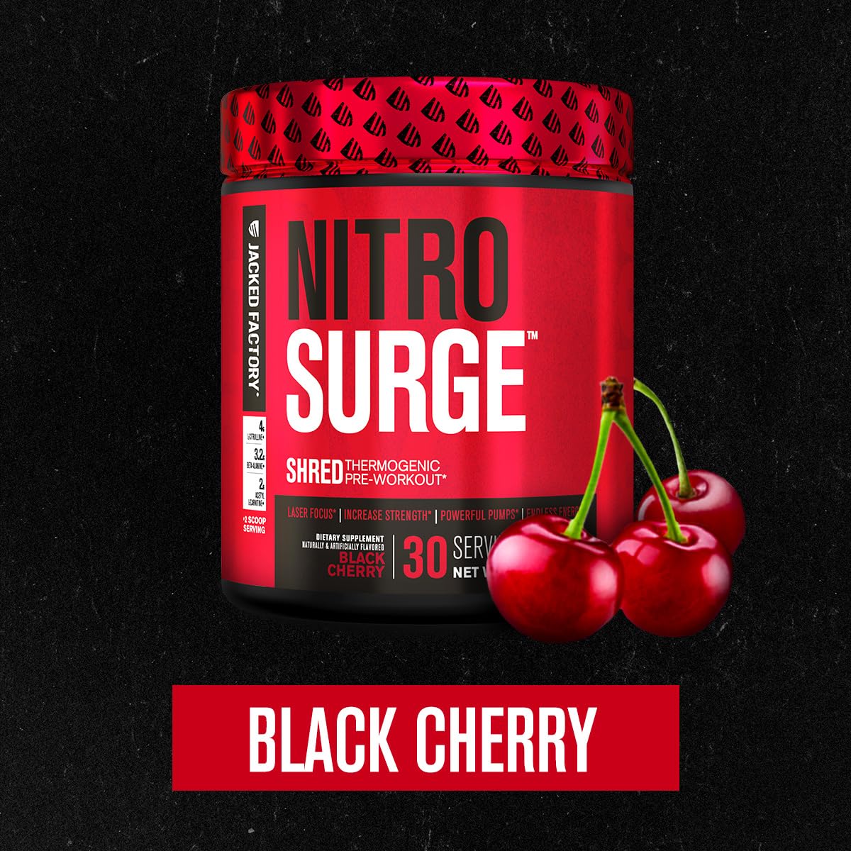 Jacked Factory NITROSURGE Shred Pre Workout Supplement - Energy Booster, Instant Strength Gains, Sharp Focus, Powerful Pumps - Nitric Oxide Booster & PreWorkout Powder - OmniHealth US