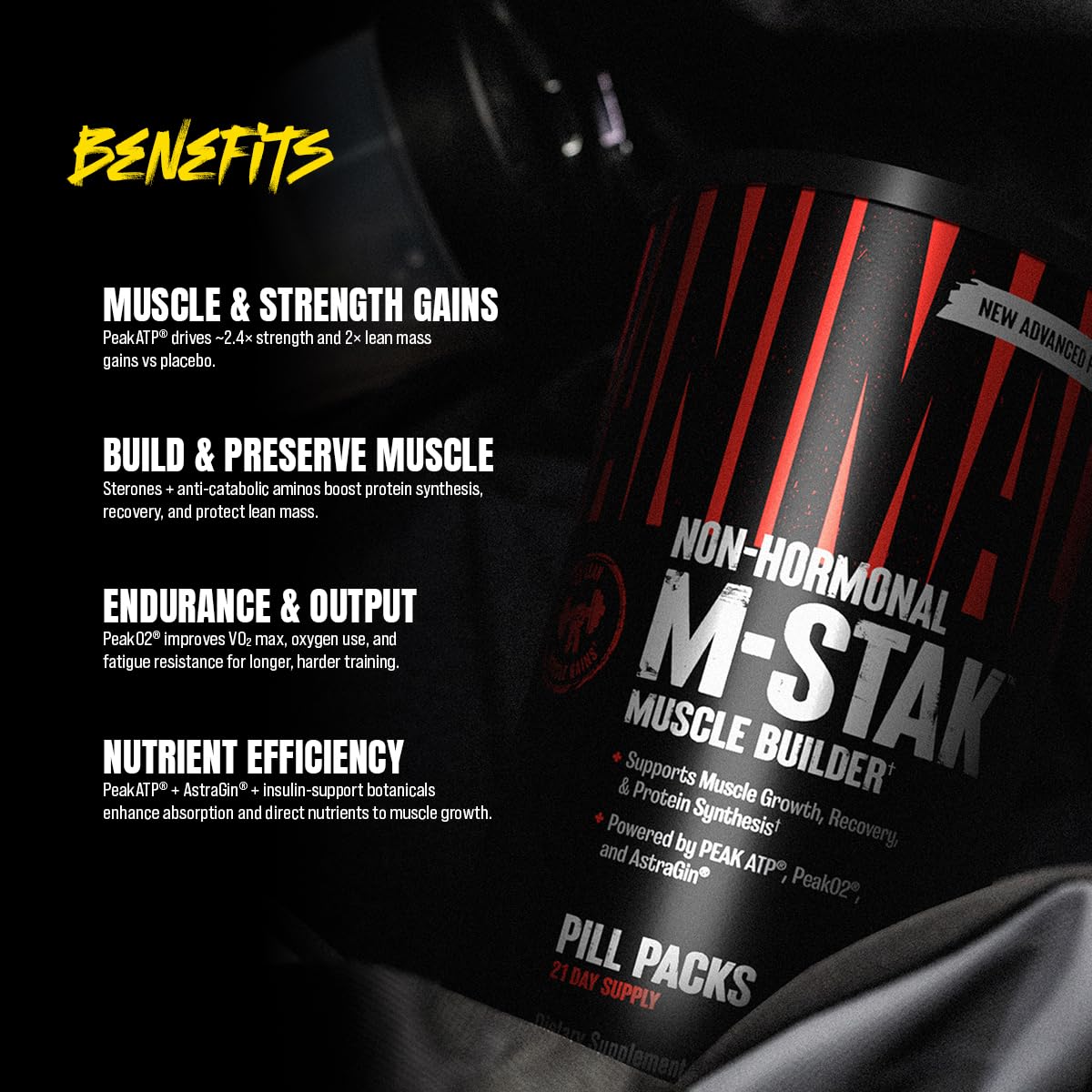 Animal M-Stak - Muscle Builder and Anabolic Mass Gainer Supplement for Bodybuilding - Lean Muscle Growth, Amino Complex and Pre Workout Energy, 21 Packs - OmniHealth US