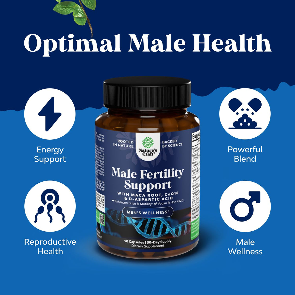 Pre Conception Male Fertility Supplement - Semen Volume Booster with CoQ10, Maca Root, OmniHealth US