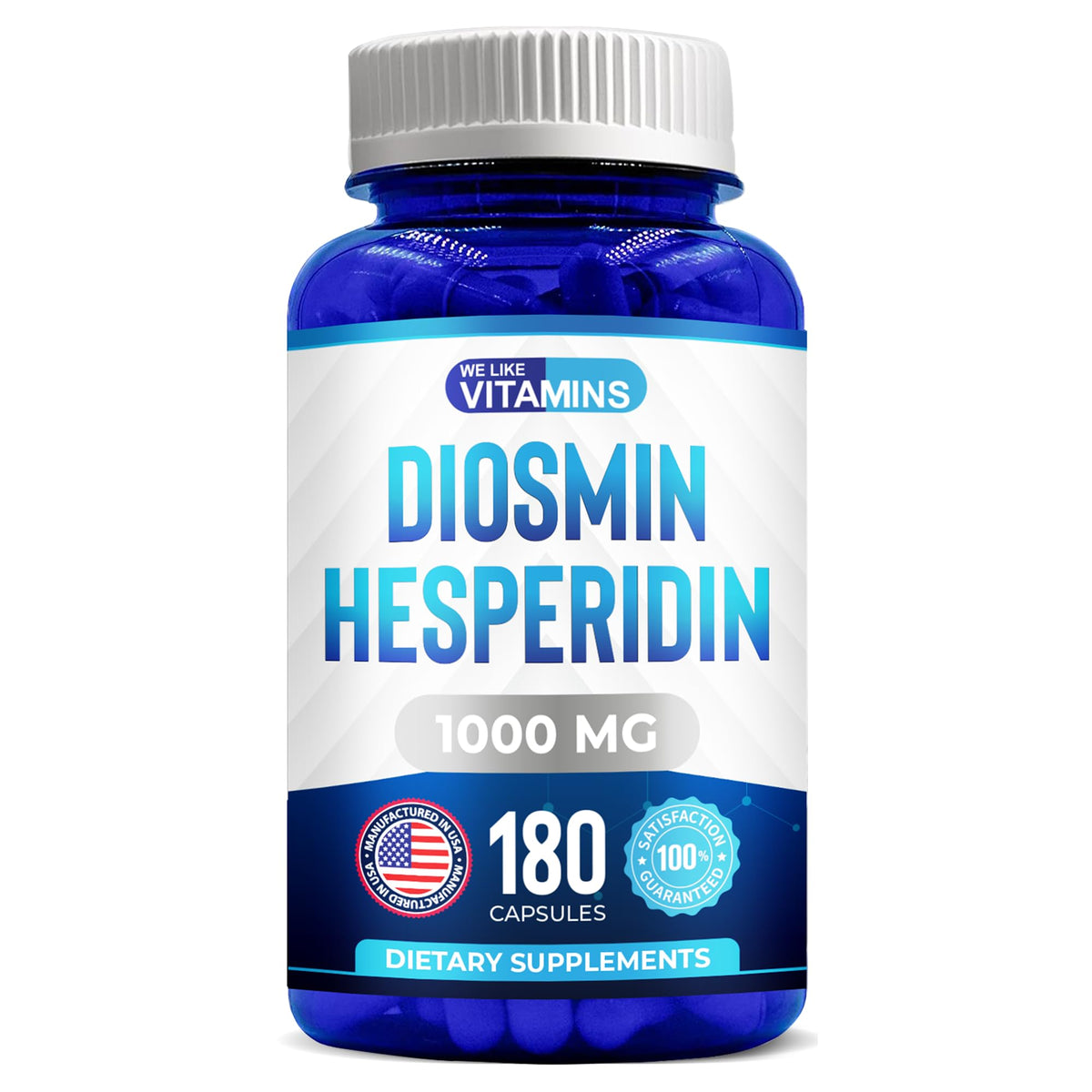 We Like Vitamins Diosmin Hesperidin 1000mg – 180 Capsules – 90 Day Supply - Diosmin and Hesperidin Supplement – Helps to Support Healthy Circulation, OmniHealth US