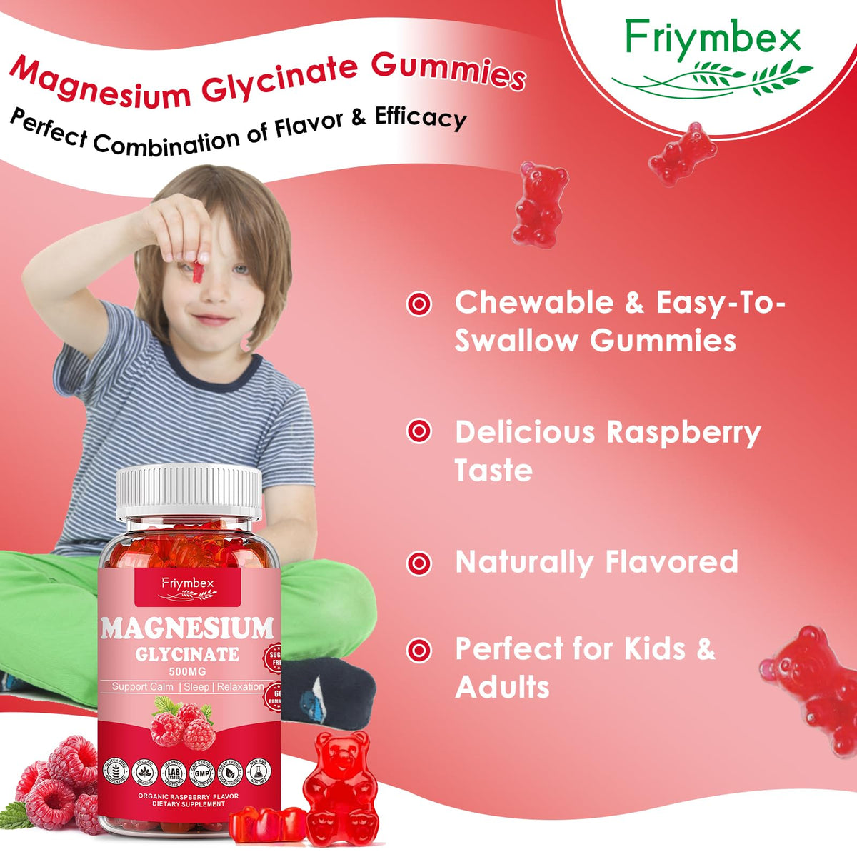 Magnesium Glycinate Gummies 500mg | Relaxation Calm Magnesium Gummies | Sugar-Free | Non-GMO | Gluten-Free - OmniHealth US