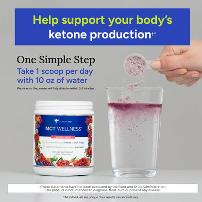 Gundry MD MCT Wellness Powder to Support Energy, Ketone Production and Brain Health, Keto Friendly, Sugar Free (30 Servings) (Raspberry Medley) - OmniHealth US