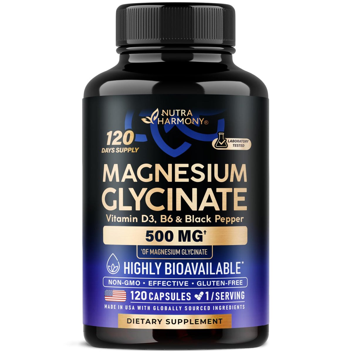 Magnesium Glycinate 500 mg - Chelated Supplement - High Absorption Form of Magnesium - Support for Sleep, Muscle & Heart Health - OmniHealth US