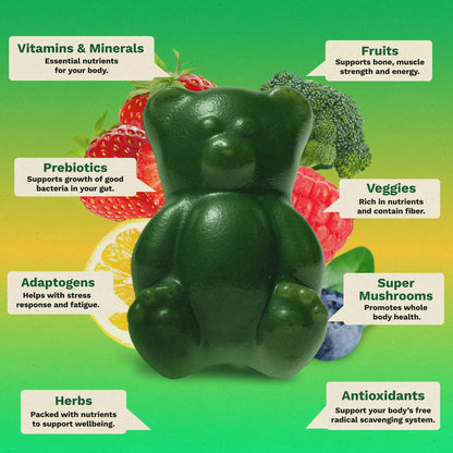 Gruns Adult Super Greens Multivitamin Gummies, Superfood Gummy Vitamins for Women and Men with Spirulina, Chlorella - OmniHealth US