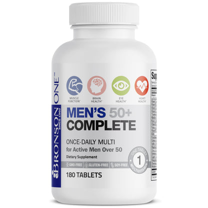 Bronson ONE Daily Mens 50+ Complete Multivitamin Multimineral, 180 Tablets - OmniHealth US