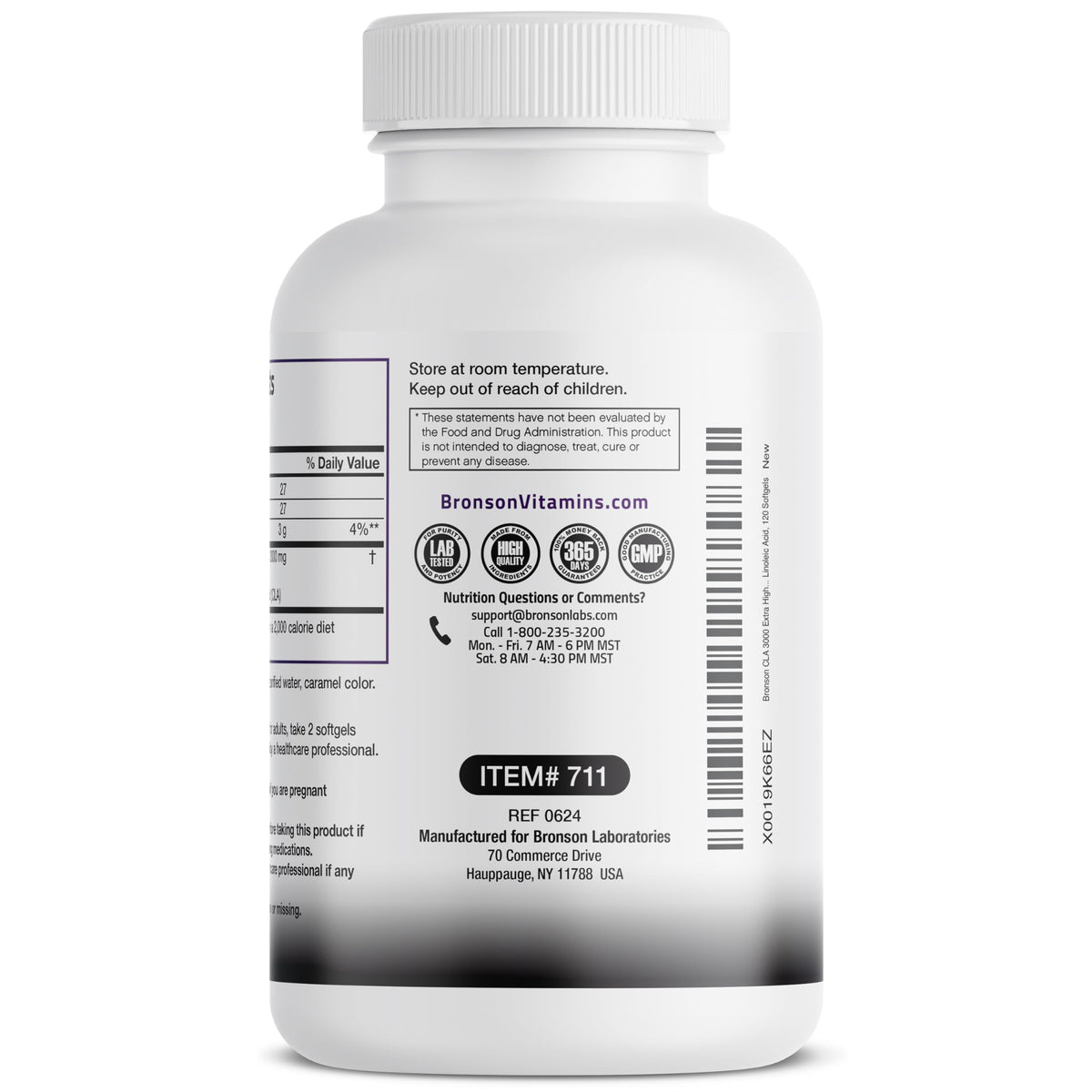 Bronson CLA 3000 Extra High Potency Supports Healthy Weight Management Lean Muscle Mass Non-Stimulating - OmniHealth US