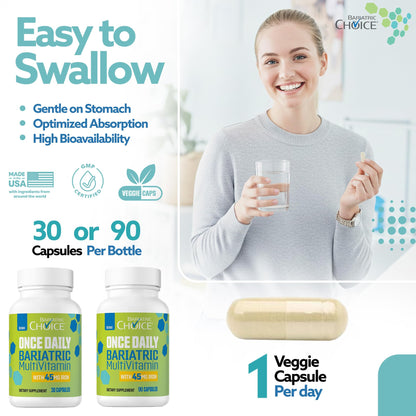 Bariatric Choice Once-Daily Bariatric Multivitamin with 45 mg of Iron | Easy to Swallow Capsule | Vitamin for Bariatric Surgery Patients - OmniHealth US