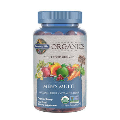 Garden of Life Organics Men's Gummy Vitamins - Berry - Certified Organic, Non-GMO, Vegan, Kosher Complete Multi - Methyl B12, C & D3 - Gluten - OmniHealth US